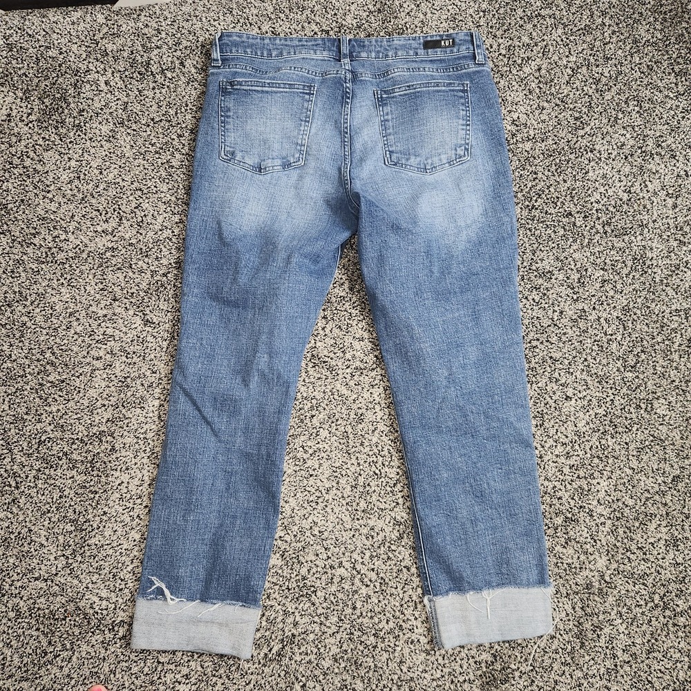 kut from the kloth catherine boyfriend Cropped Ankle Rolled Hem Jeans Women's 12 - Picture 4 of 6